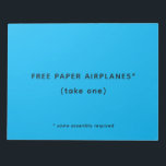 Funny Free Paper Aeroplanes Joke Notepad<br><div class="desc">Free paper aeroplanes,  some assembly required. Leave it on a desk and watch everyone's inner kid come out to play. :)</div>