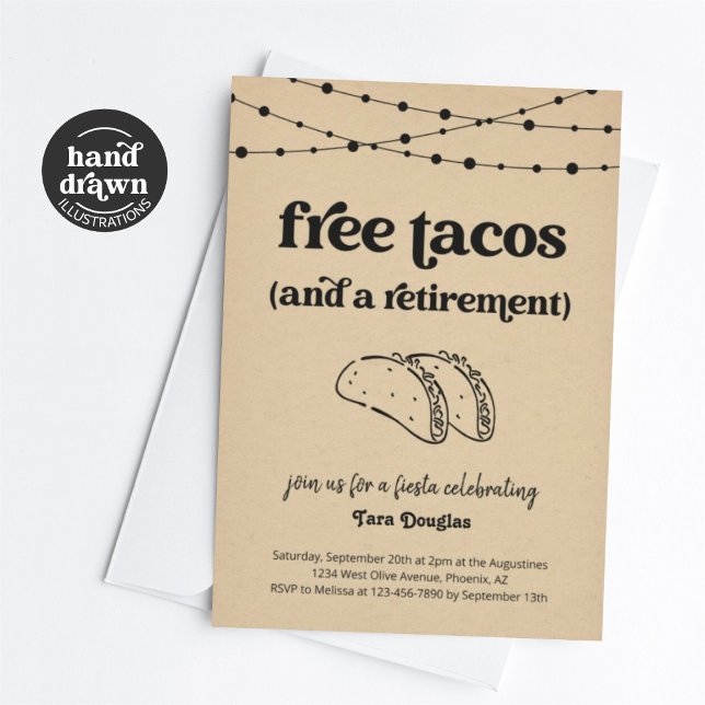 Funny Free Tacos & a Retirement Party Invitation (Creator Uploaded)