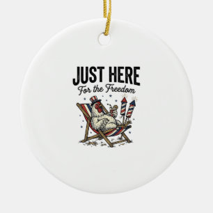 Funny Freedom Rooster Vintage Patriotic Shirt_1 Ceramic Tree Decoration