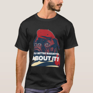 Funny French beret baguette pugPug lover gift 469 T-Shirt
