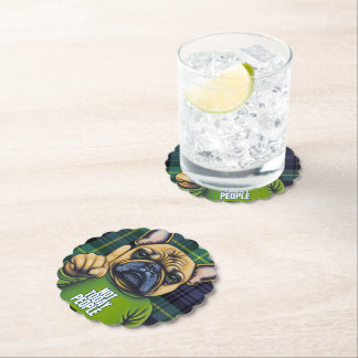 Funny French Bull Dog Plaid Not Today People Paper Coaster