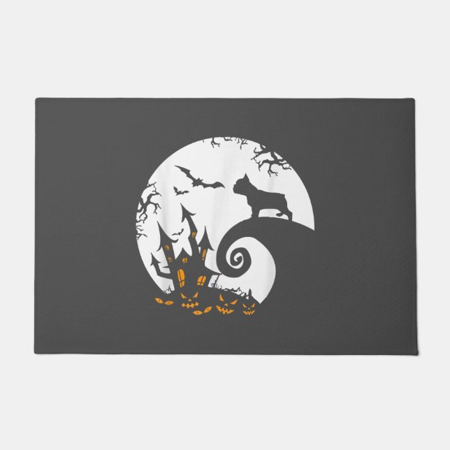 Funny French Bulldog And Moon Halloween Costume Doormat (Front)