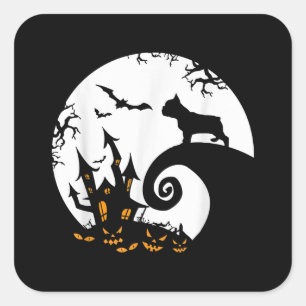 Funny French Bulldog And Moon Halloween Costume Square Sticker