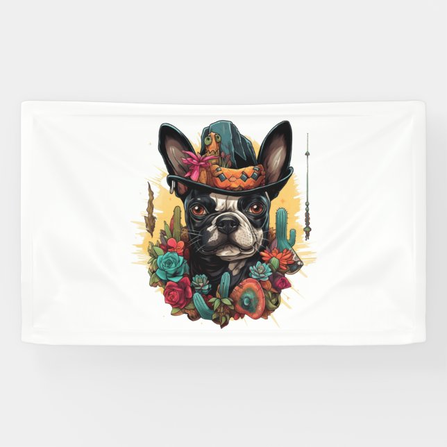Funny French Bulldog Art  Classic T-Shirt Banner (Horizontal)