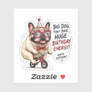Funny French Bulldog Birthday Bicycle Party