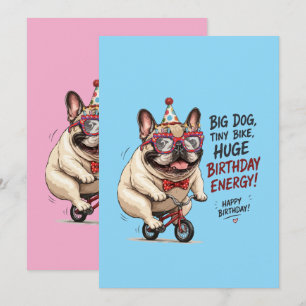 Funny French Bulldog Birthday Bicycle Party