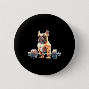 Funny French Bulldog Bodybuilding Gym Frenchie Wei 6 Cm Round Badge