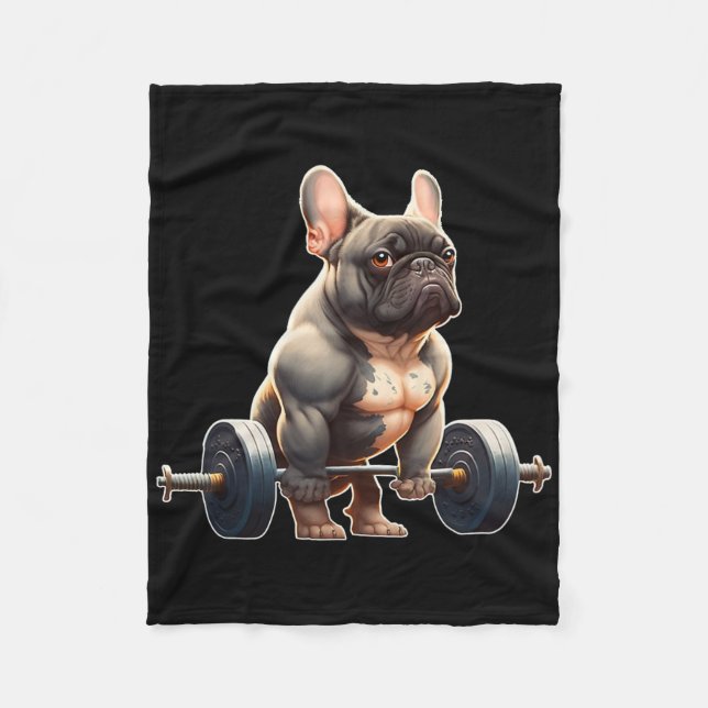 Funny French Bulldog Bodybuilding Gym Frenchie Wei Fleece Blanket (Front)