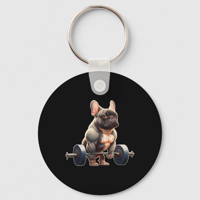 Funny French Bulldog Bodybuilding Gym Frenchie Wei Key Ring (Front)