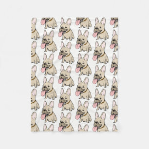 Funny French Bulldog Cartoon Dog Pattern Frenchies Fleece Blanket