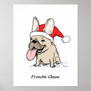 Funny French Bulldog Christmas Holiday Santa Dog Poster