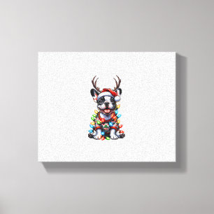 Funny French Bulldog Christmas Light Santa Hat Rei Canvas Print