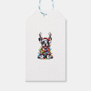 Funny French Bulldog Christmas Light Santa Hat Rei Gift Tags