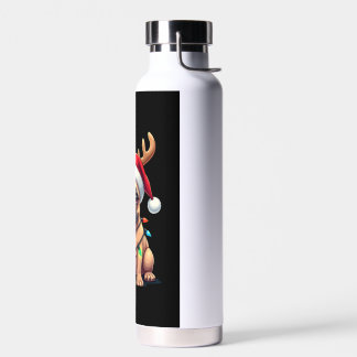 Funny French Bulldog Christmas Light Santa Hat Rei Water Bottle
