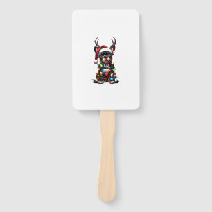 Funny French Bulldog Christmas Santa Hat Light Rei Hand Fan