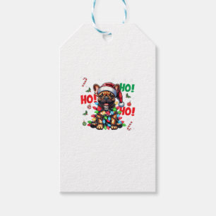 Funny French Bulldog Christmas Santa Hat Lights HO Gift Tags