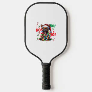 Funny French Bulldog Christmas Santa Hat Lights HO Pickleball Paddle