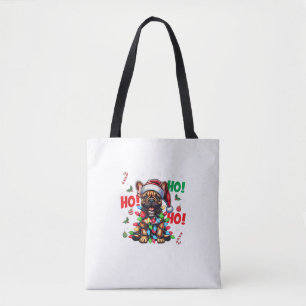 Funny French Bulldog Christmas Santa Hat Lights HO Tote Bag