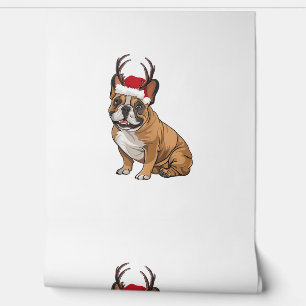 Funny French Bulldog Christmas Santa Hat Reindeer  Wallpaper