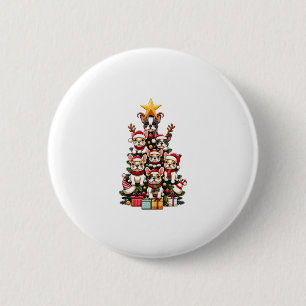 Funny French Bulldog Christmas Tree Santa Hat Snow 6 Cm Round Badge