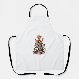 Funny French Bulldog Christmas Tree Santa Hat Snow Apron