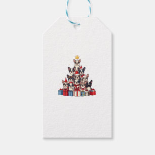 Funny French Bulldog Christmas Tree Santa Hat Snow Gift Tags