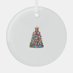 Funny French Bulldog Christmas Tree Santa Hat Snow Glass Tree Decoration