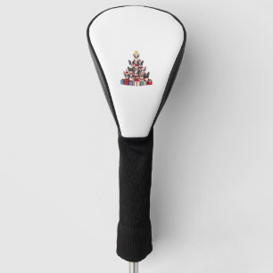 Funny French Bulldog Christmas Tree Santa Hat Snow Golf Head Cover