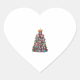 Funny French Bulldog Christmas Tree Santa Hat Snow Heart Sticker