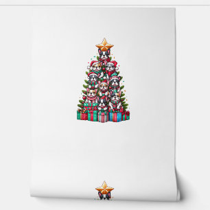 Funny French Bulldog Christmas Tree Santa Hat Snow Wallpaper