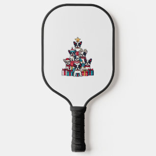 Funny French Bulldog Christmas Tree Snowflakes San Pickleball Paddle
