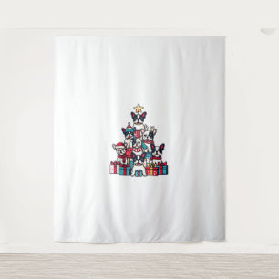 Funny French Bulldog Christmas Tree Snowflakes San Tapestry