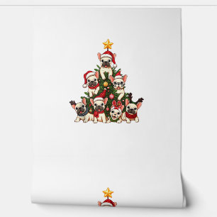 Funny French Bulldog Christmas Tree Snowflakes San Wallpaper