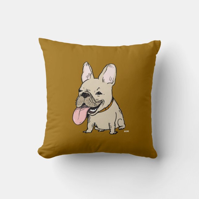 Funny French Bulldog - Colour Customisable Cushion (Front)