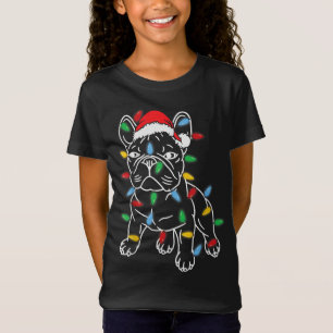 Funny French Bulldog Dog Christmas Light Tree Xmas T-Shirt