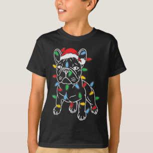 Funny French Bulldog Dog Christmas Light Tree Xmas T-Shirt