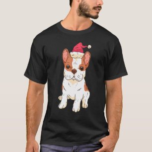 Funny French Bulldog Dog Hat Christmas Lights Xmas T-Shirt