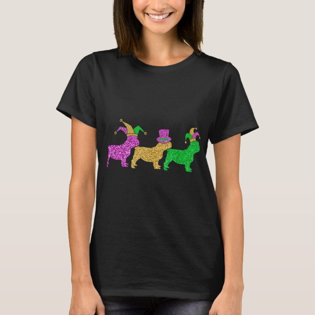 Funny French Bulldog Dog Mardi Gras Party Costume T-Shirt (Front)
