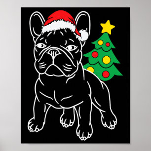 Funny French Bulldog Dog Puppy Christmas Tree Xmas Poster