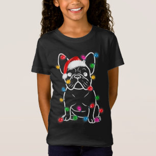 Funny French Bulldog Dog Tree Christmas Lights Paj T-Shirt