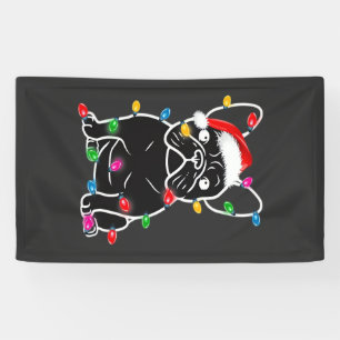 Funny French Bulldog Dog Tree Christmas Lights Xma Banner