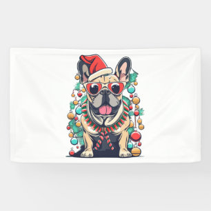 Funny French Bulldog Dog Tree Christmas Lights Xma Banner