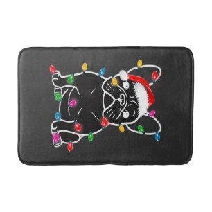 Funny French Bulldog Dog Tree Christmas Lights Xma Bath Mat