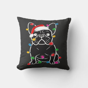 Funny French Bulldog Dog Tree Christmas Lights Xma Cushion