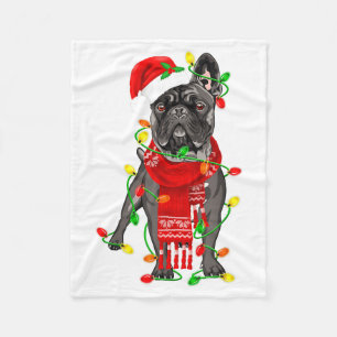 Funny French Bulldog Dog Tree Christmas Lights Xma Fleece Blanket