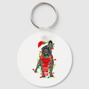 Funny French Bulldog Dog Tree Christmas Lights Xma Key Ring