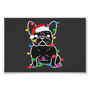 Funny French Bulldog Dog Tree Christmas Lights Xma Photo Print