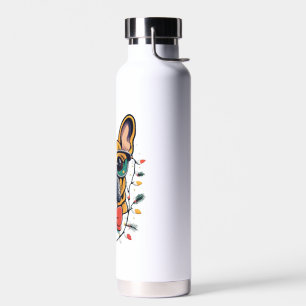 Funny French Bulldog Dog Tree Christmas Lights Xma Water Bottle