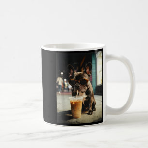 Funny french bulldog drinking iced coffee cool dog mug