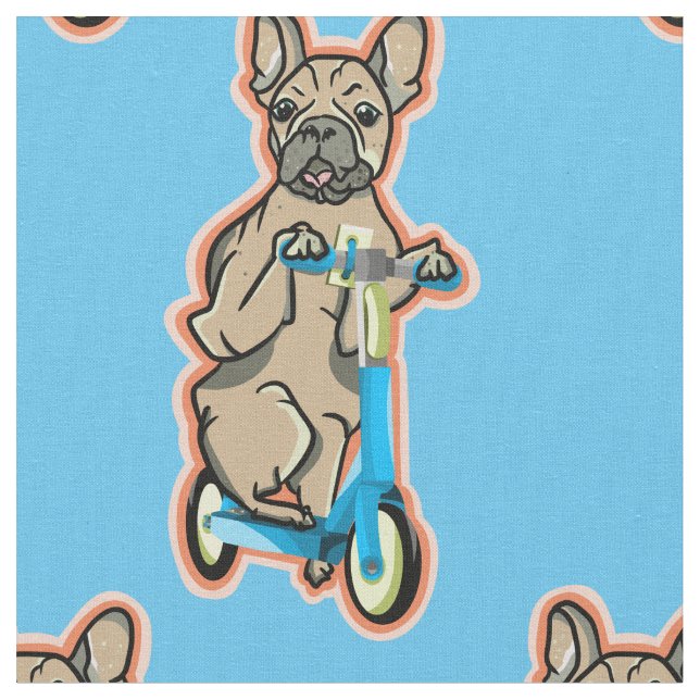Funny French bulldog Fabric (Close Up)